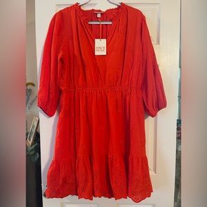 NWT Knox Rose Orange Scalloped Hem Dress